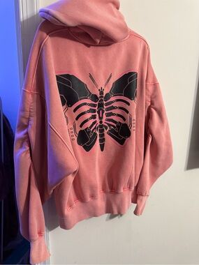 Pink Butterfly Graphic Hoodie Sweater